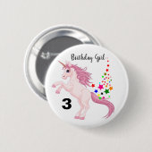 Unicorn Birthday Button Button Custom AGE NAME (Vorne & Hinten)