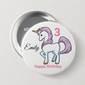 UNICORN Birthday Button Personalize Name Age (Vorne & Hinten)