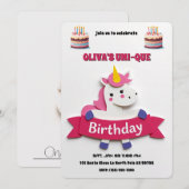 UNicorn Birthday Cake Einladung (Vorne/Hinten)