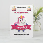 UNicorn Birthday Cake Einladung (Stehend Vorderseite)