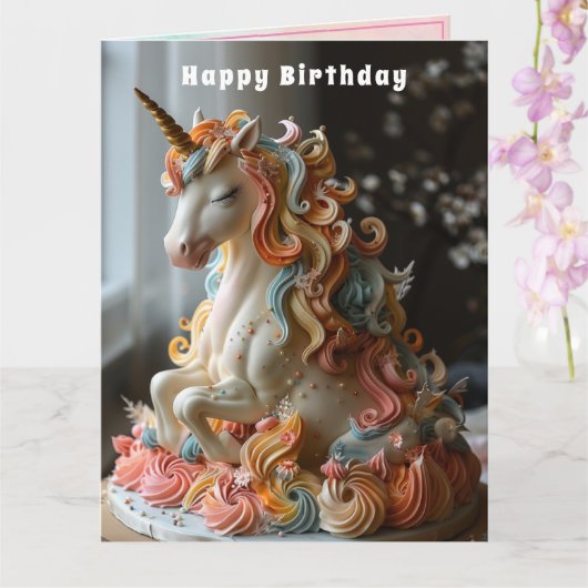 Unicorn Birthday Cake Gold Horn Karte (Orchidee)