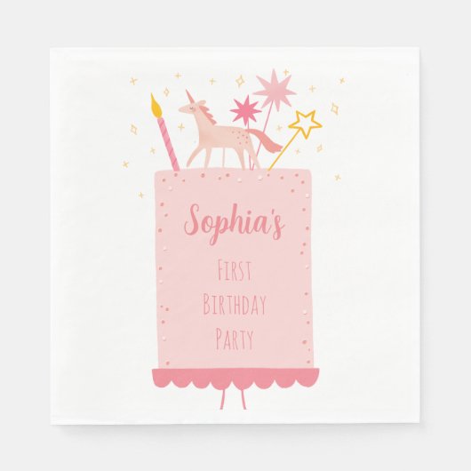 Unicorn Birthday Cake Serviette (Vorderseite)