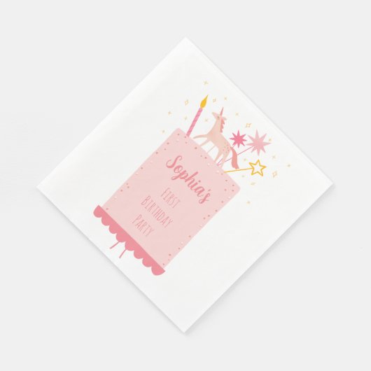 Unicorn Birthday Cake Serviette (Ecke)
