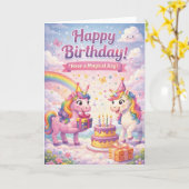 Unicorn Birthday Card for Girls Karte (Gelbe Blume)