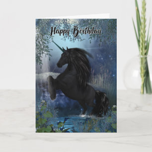 Unicorn Birthday Card, Happy Birthday, Black Celti Karte