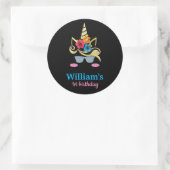 Unicorn Birthday Classic Round Sticker (Tasche)