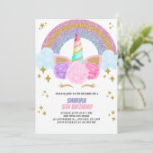 Unicorn Birthday Einladung (Stehend Vorderseite)