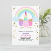 Unicorn Birthday Einladung (Stehend Vorderseite)