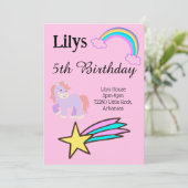 Unicorn Birthday Einladung (Stehend Vorderseite)