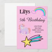 Unicorn Birthday Einladung (Vorne/Hinten)
