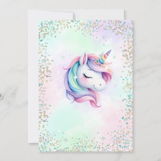 Unicorn Birthday Einladung (Rückseite)