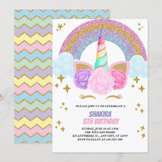 Unicorn Birthday Einladung