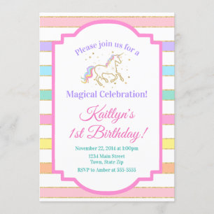 Unicorn Birthday Einladung Girl Glitzer Gold