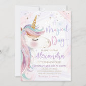 Unicorn Birthday Einladung Party (Vorderseite)