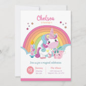 Unicorn Birthday Einladung Rainbow Party (Vorderseite)