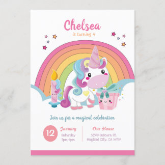 Unicorn Birthday Einladung Rainbow Party