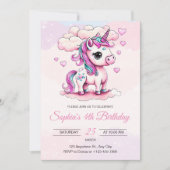Unicorn Birthday Einladung Rainbow Unicorn Girls (Vorderseite)