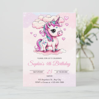 Unicorn Birthday Einladung Rainbow Unicorn Girls