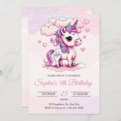Unicorn Birthday Einladung Rainbow Unicorn Girls (Vorne/Hinten)
