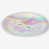 Unicorn Birthday for Baby Girl Pappteller (Schrägansicht)