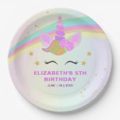 Unicorn Birthday for Baby Girl Pappteller (Vorderseite)