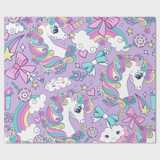 Unicorn Birthday Geschenkpapier (Flach)