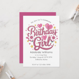 Unicorn Birthday Girl Einladung