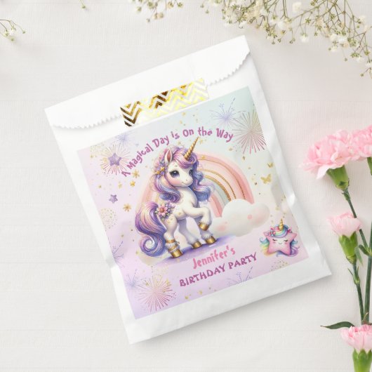 Unicorn Birthday Girl Lila Gold Rainbow Geschenktütchen (Versiegelt)