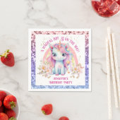 Unicorn Birthday Girl Pink Rainbow Glitzer Serviette (Beispiel)