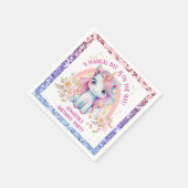 Unicorn Birthday Girl Pink Rainbow Glitzer Serviette (Ecke)
