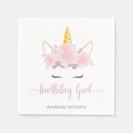 Unicorn Birthday Girl Serviette