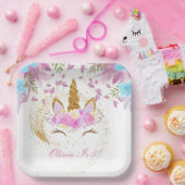 UNICORN BIRTHDAY GOLD PINK LILA PAPPTELLER (Party)