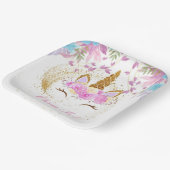 UNICORN BIRTHDAY GOLD PINK LILA PAPPTELLER (Gewinkelt)