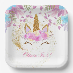 UNICORN BIRTHDAY GOLD PINK LILA PAPPTELLER