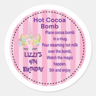 UNICORN BIRTHDAY Hot-Kakao-Bombe-Aufkleber Runder Aufkleber
