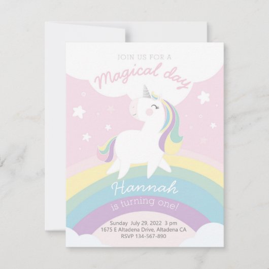 Unicorn birthday invitation einladung (Vorderseite)
