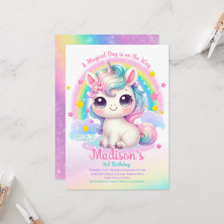 Unicorn Birthday Invitation Einladung