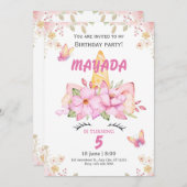 Unicorn Birthday Invitation for Girls Einladung (Vorne/Hinten)
