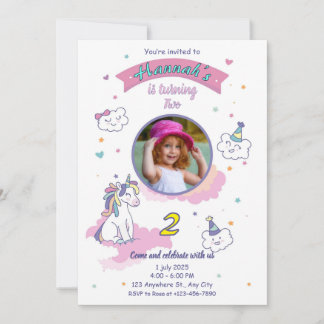 Unicorn birthday invitation girl bday invite einladung