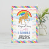 Unicorn Birthday invitation Magical Rainbow Einladung (Stehend Vorderseite)
