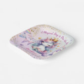 Unicorn Birthday Invite Girl Pink Gold Lila Pappteller (Gewinkelt)