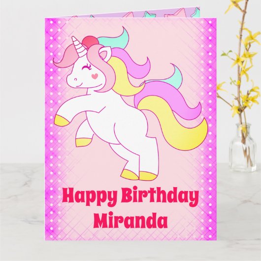 Unicorn Birthday Karte (Gelbe Blume)