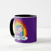 Unicorn BIRTHDAY Lila Tasse (Vorderseite Links)