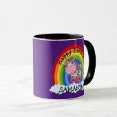 Unicorn BIRTHDAY Lila Tasse (VorderseiteRechts)