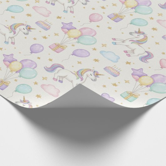 Unicorn Birthday Magic – Pastel Fantasy Celebratio Geschenkpapier (Ecke)