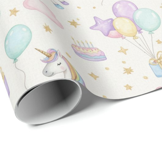 Unicorn Birthday Magic – Pastel Fantasy Celebratio Geschenkpapier (Rolleneckpunkt)