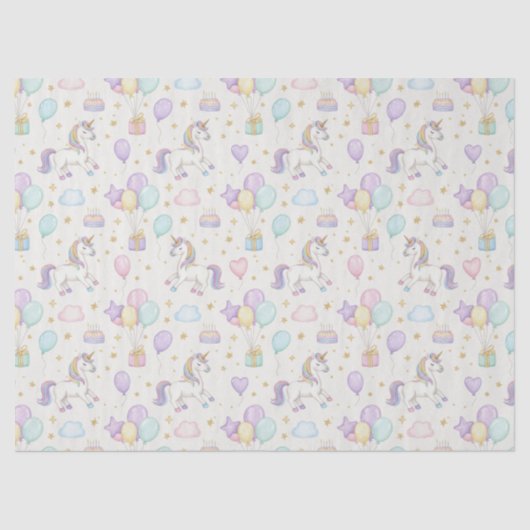 Unicorn Birthday Magic – Pastel Fantasy Celebratio Seidenpapier (Vorderseite)