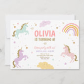 Unicorn Birthday Magical Rainbow Unicorn Party Einladung (Vorderseite)