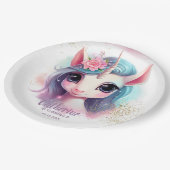 Unicorn Birthday Magical Unicorn Party Pappteller (Schrägansicht)