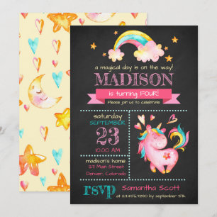 Unicorn Birthday Magische Geburtstagsparty Einla Einladung
